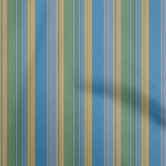 oneOone Cotton Poplin Medium Blue Fabric Stripes Quilting Supplies Print Sewing Fabric By The Yard 56 Inch Wide-MD