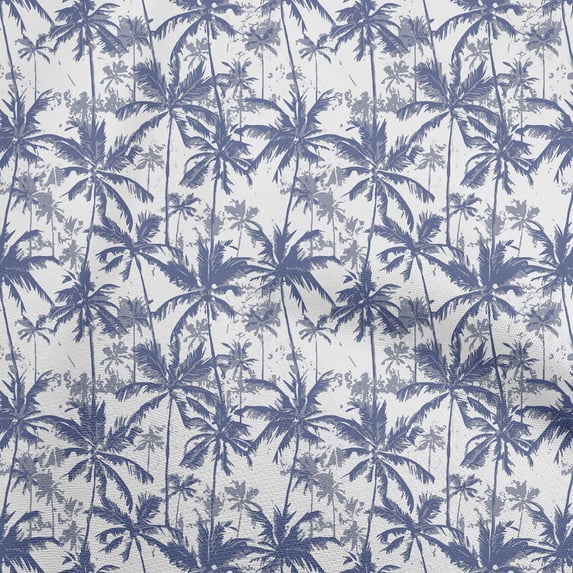 oneOone Cotton Poplin Medium Blue Fabric Tropical Palm Tree Fabric For Sewing Printed Craft Fabric By The Yard 42 Inch Wide