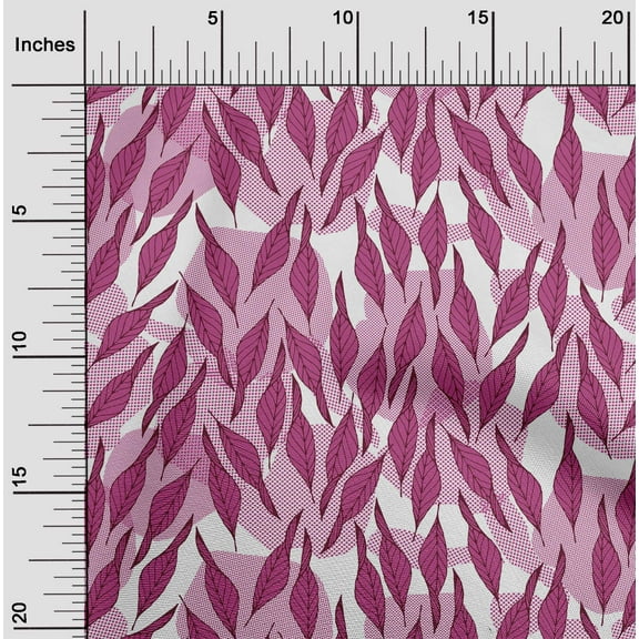 oneOone Cotton Poplin Medium Red Violet Fabric Leaves Craft Projects Decor Fabric Printed By The Yard 42 Inch Wide-1RA