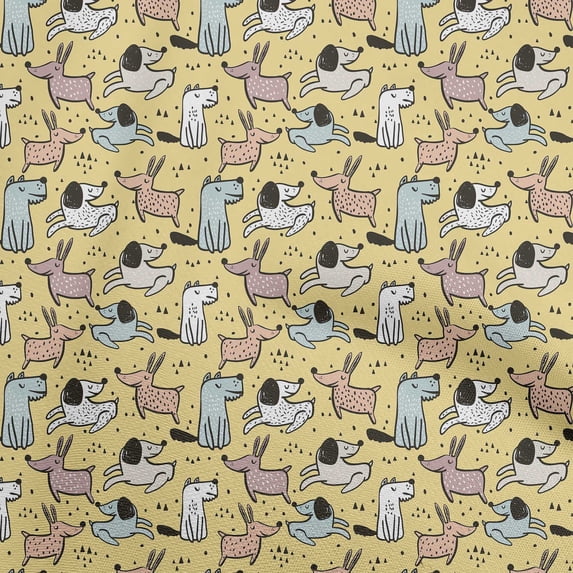 oneOone Cotton Poplin Medium Yellow Fabric Dog Fabric For Sewing Printed Craft Fabric By The Yard 56 Inch Wide