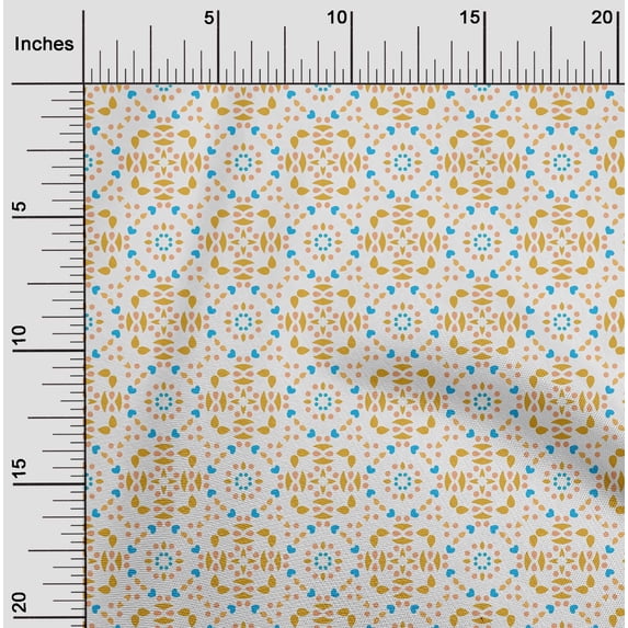 oneOone Cotton Poplin Mustard Yellow Fabric Dot|Heart & Shapes Geometric Sewing Material Print Fabric By The Yard 56 Inch Wide