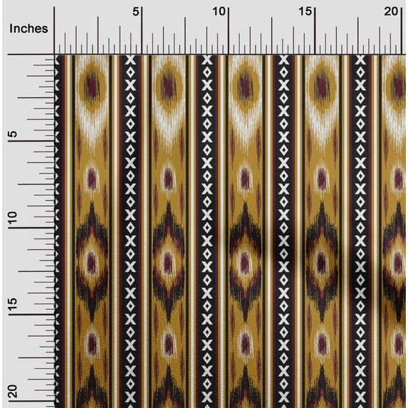 oneOone Cotton Poplin Mustard Yellow Fabric Stripe & Ikat Ethnic Craft Projects Decor Fabric Printed By The Yard 42 Inch Wide