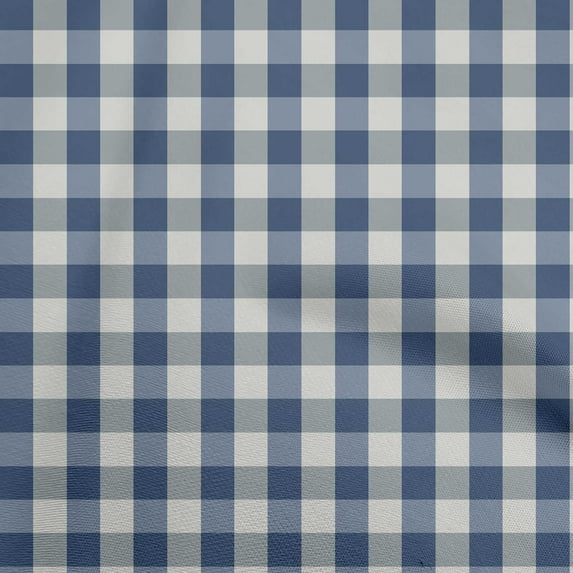 oneOone Cotton Poplin Navy Blue Fabric Check Sewing Material Print Fabric By The Yard 42 Inch Wide