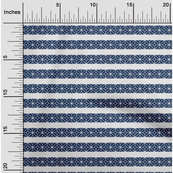 oneOone Cotton Poplin Navy Blue Fabric Diamond Geometric Fabric For Sewing Printed Craft Fabric By The Yard 56 Inch Wide