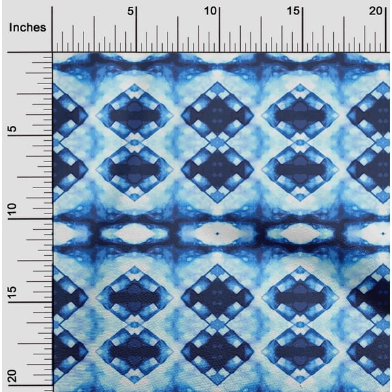 oneOone Cotton Poplin Navy Blue Fabric Geometric Shibori Craft Projects Decor Fabric Printed By The Yard 56 Inch Wide