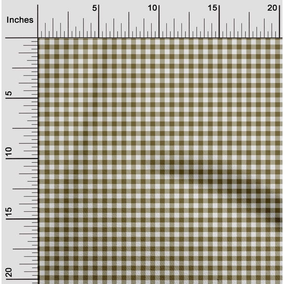 oneOone Cotton Poplin Olive Green Fabric Check Check Dress Material Fabric Print Fabric By The yard 42 Inch Wide