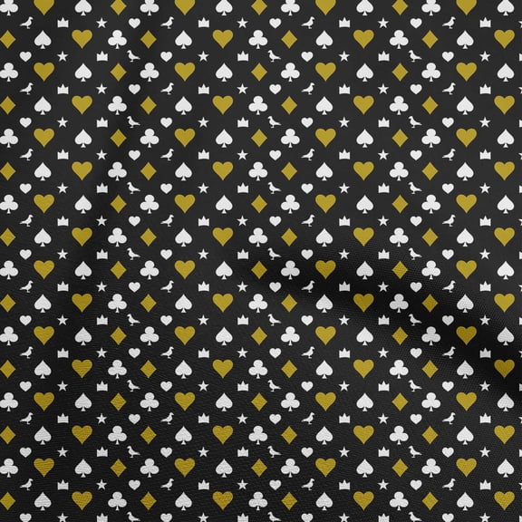 oneOone Cotton Poplin Olive Green Fabric Poker Card Quilting Supplies Print Sewing Fabric By The Yard 42 Inch Wide