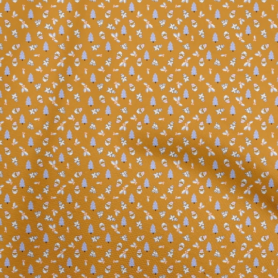 oneOone Cotton Poplin Orange Fabric Christmas Dress Material Fabric Print Fabric By The Yard 56 Inch Wide
