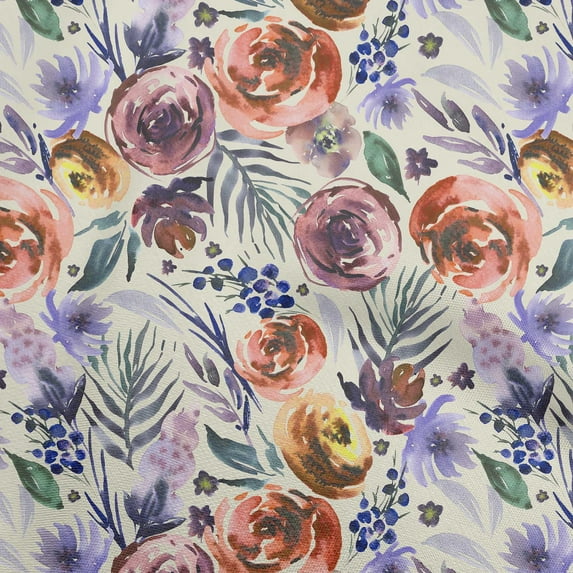 oneOone Cotton Poplin Orange Fabric Florals Sewing Material Print Fabric By The Yard 56 Inch Wide-KH