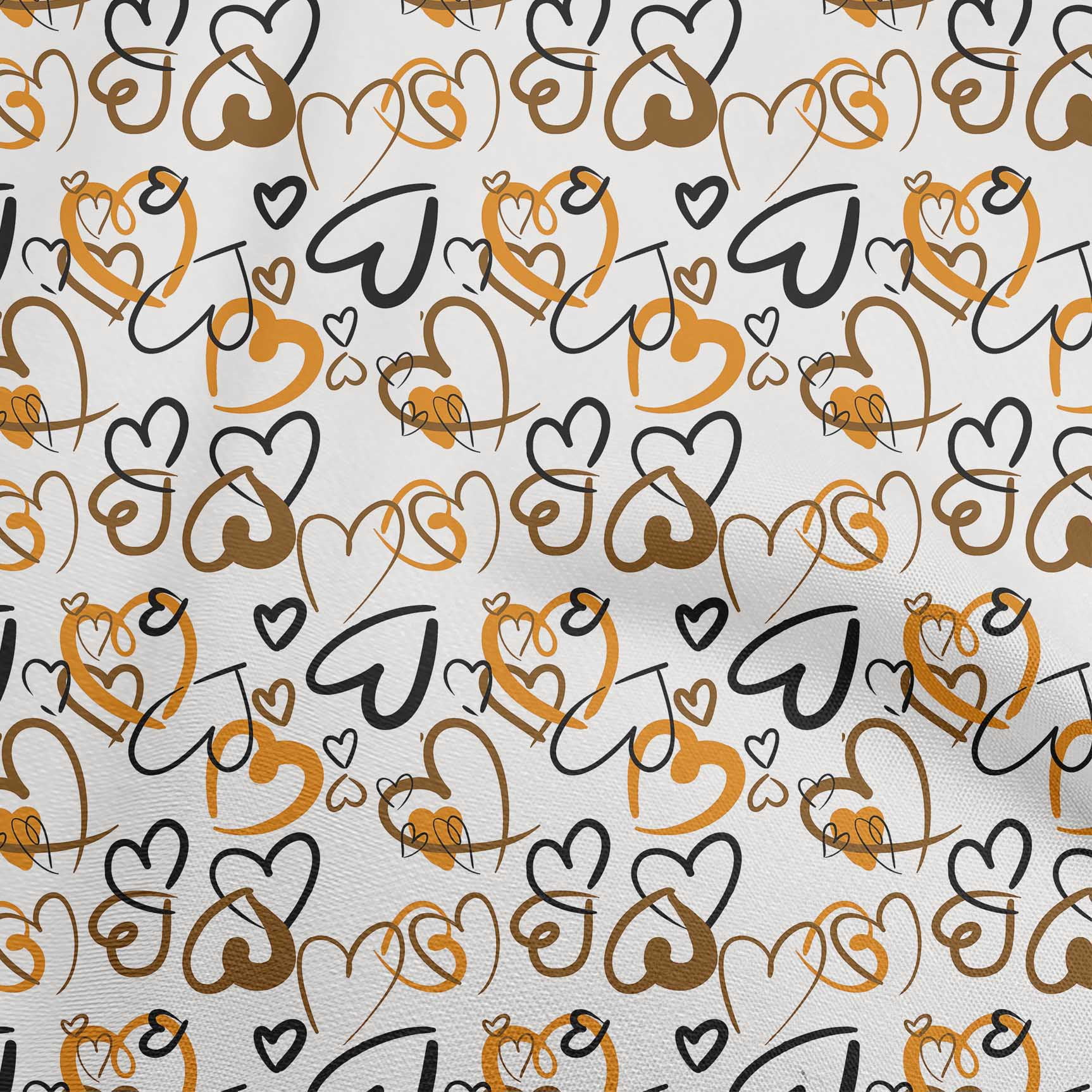 oneOone Cotton Poplin Orange Fabric Valentine Heart Fabric For Sewing Printed Craft Fabric By The Yard 42 Inch Wide