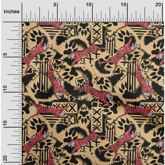 oneOone Cotton Poplin Pale Orange Fabric Tiger Quilting Supplies Print Sewing Fabric By The Yard 42 Inch Wide