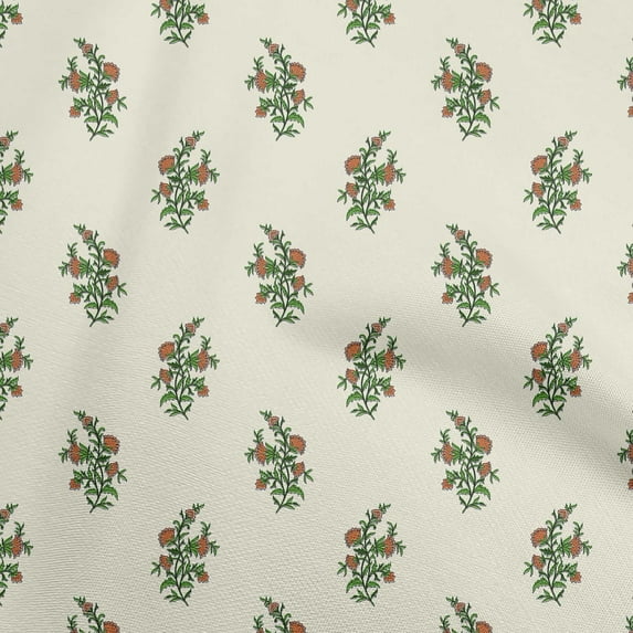 oneOone Cotton Poplin Pale Yellow Fabric Asian Ajrakh Floral Diy Clothing Quilting Fabric Print Fabric By Yard 42 Inch Wide