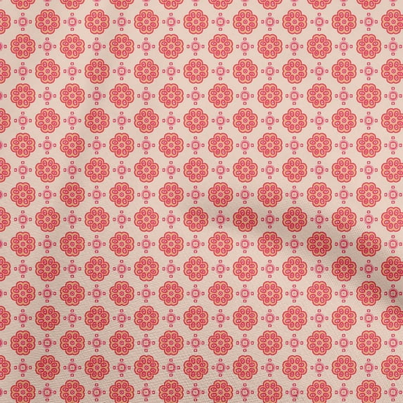 oneOone Cotton Poplin Peach Fabric Asian Ornamental Tile Dress Material Fabric Print Fabric By The Yard 42 Inch Wide