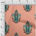 thumbnail image 1 of oneOone Cotton Poplin Peach Fabric Leaves & Paisley Block Sewing Material Print Fabric By The Yard 56 Inch Wide, 1 of 4