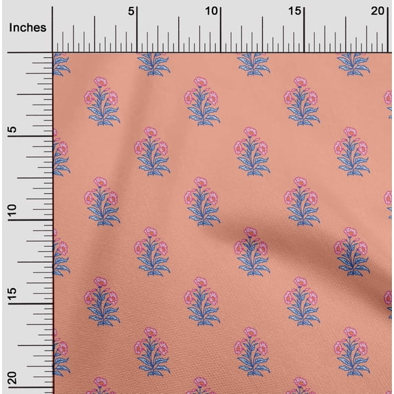 oneOone Cotton Poplin Peach Fabric Stripe & Floral Block Diy Clothing Quilting Fabric Print Fabric By Yard 42 Inch Wide