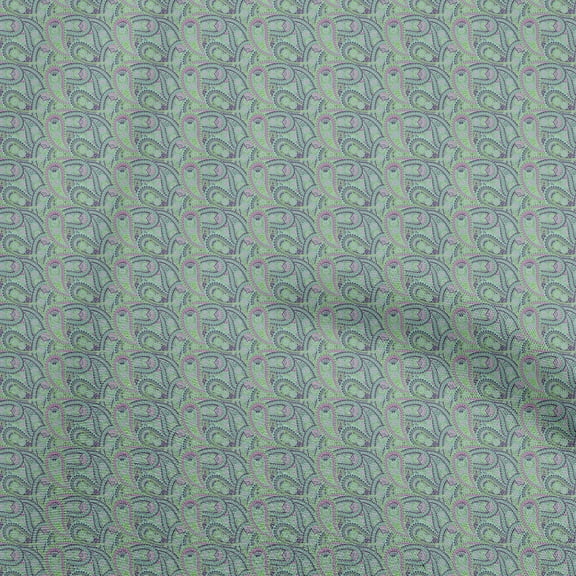 oneOone Cotton Poplin Pear Green Fabric Asian Paisley Sewing Craft Projects Fabric Prints By Yard 56 Inch Wide