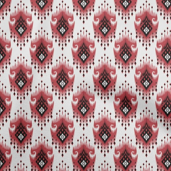 oneOone Cotton Poplin Pink Fabric Asian Ikat Quilting Supplies Print Sewing Fabric By The Yard 56 Inch Wide