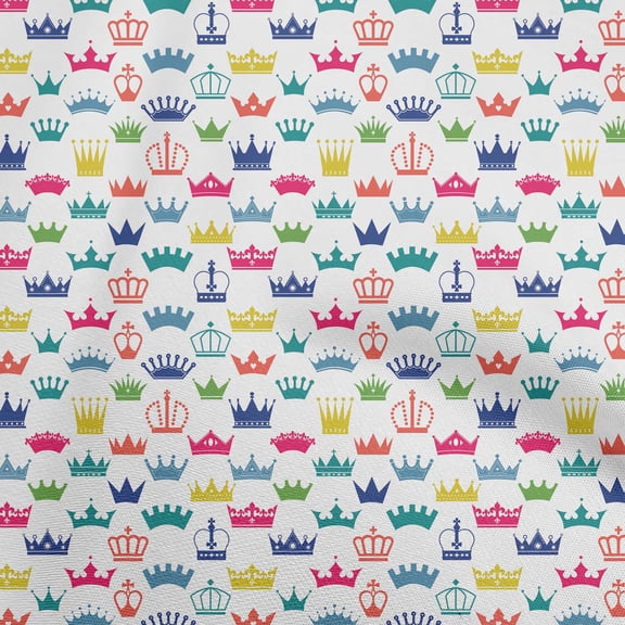 oneOone Cotton Poplin Pink Fabric Asian Retro Crown Dress Material Fabric Print Fabric By The Yard 56 Inch Wide
