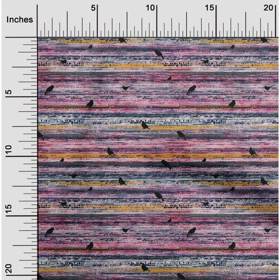 oneOone Cotton Poplin Pink Fabric Bird & Stripe Texture Sewing Material Print Fabric By The Yard 56 Inch Wide