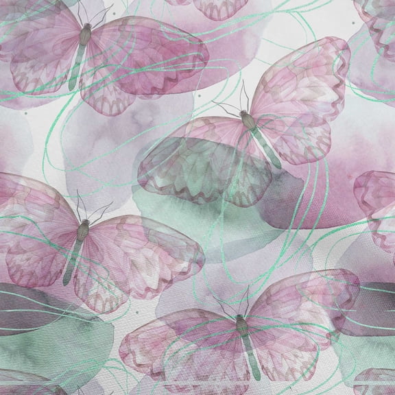 oneOone Cotton Poplin Pink Fabric Butterflies Sewing Material Print Fabric By The Yard 56 Inch Wide