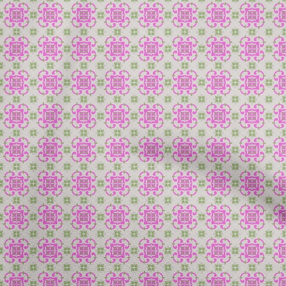 oneOone Cotton Poplin Pink Fabric Geometric Tile Traditional Sewing Craft Projects Fabric Prints By Yard 56 Inch Wide