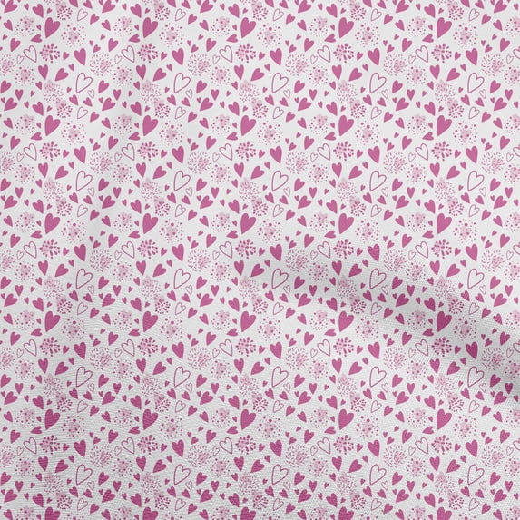 oneOone Cotton Poplin Pink Fabric Heart Dress Material Fabric Print Fabric By The Yard 56 Inch Wide