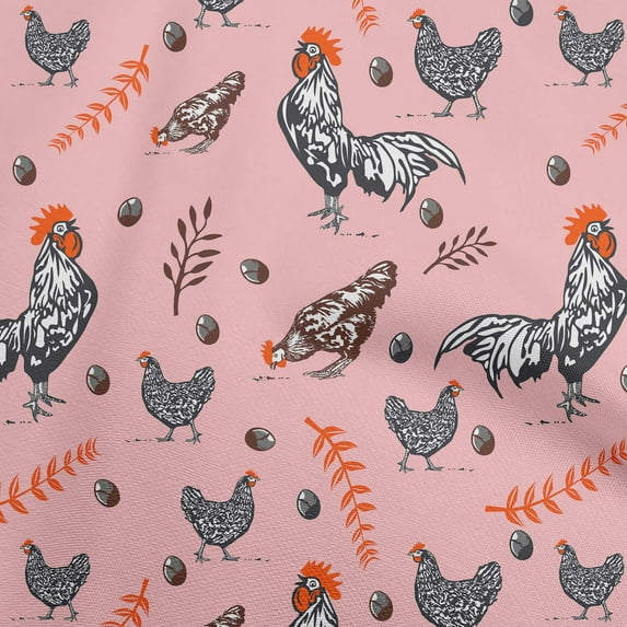 oneOone Cotton Poplin Pink Salmon Fabric Hen Fabric For Sewing Printed Craft Fabric By The Yard 56 Inch Wide-66