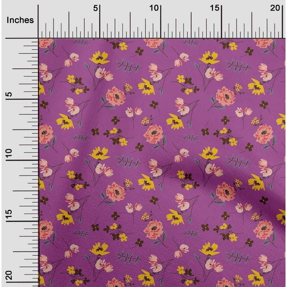 oneOone Cotton Poplin Pink2 Fabric Leaves & Flowers Floral Sewing Fabric By The Yard Printed Diy Clothing Sewing Supplies 42 Inch Wide