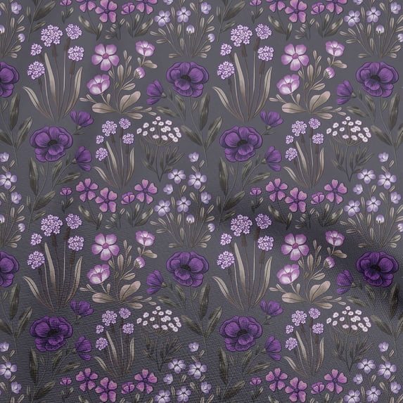 oneOone Cotton Poplin Purple Fabric Floral Retro Diy Clothing Quilting Fabric Print Fabric By Yard 56 Inch Wide