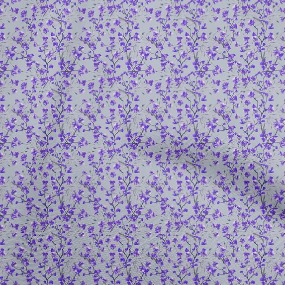 oneOone Cotton Poplin Purple Fabric Floral Sewing Craft Projects Fabric Prints By Yard 56 Inch Wide