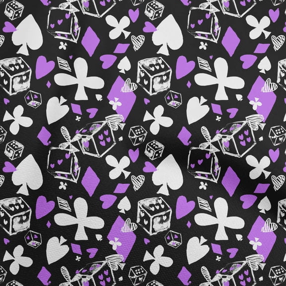 oneOone Cotton Poplin Purple Fabric Poker Card Dress Material Fabric Print Fabric By The Yard 56 Inch Wide