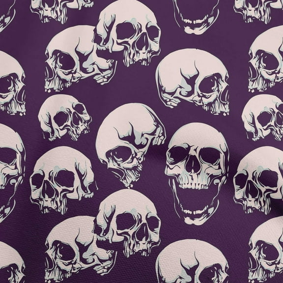 oneOone Cotton Poplin Purple Fabric Skull Dress Material Fabric Print Fabric By The Yard 42 Inch Wide
