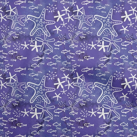 oneOone Cotton Poplin Purplish Blue Fabric Ocean Underwater Life Craft Projects Decor Fabric Printed By The Yard 42 Inch Wide
