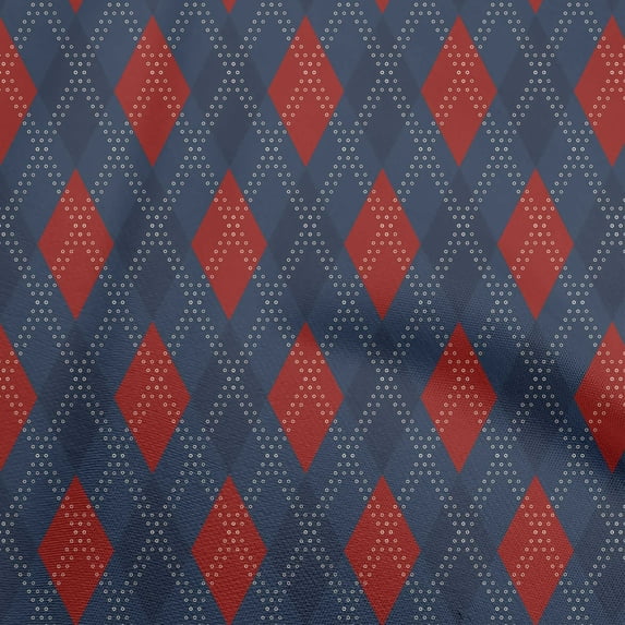 oneOone Cotton Poplin Red Fabric Argyle Sewing Craft Projects Fabric Prints By Yard 42 Inch Wide