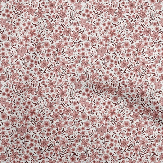 oneOone Cotton Poplin Red Fabric Floral Craft Projects Decor Fabric Printed By The Yard 42 Inch Wide