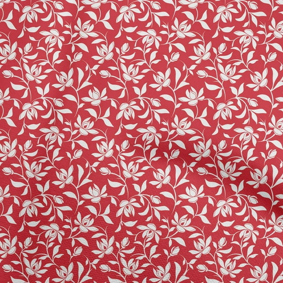 oneOone Cotton Poplin Red Fabric Floral Silhouette Craft Projects Decor Fabric Printed By The Yard 56 Inch Wide