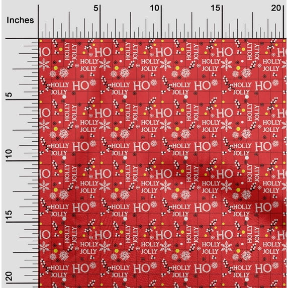 oneOone Cotton Poplin Red Fabric Merry Christmas Craft Projects Decor Fabric Printed By The Yard 42 Inch Wide