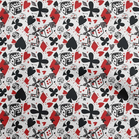 oneOone Cotton Poplin Red Fabric Poker Card Sewing Material Print Fabric By The Yard 56 Inch Wide
