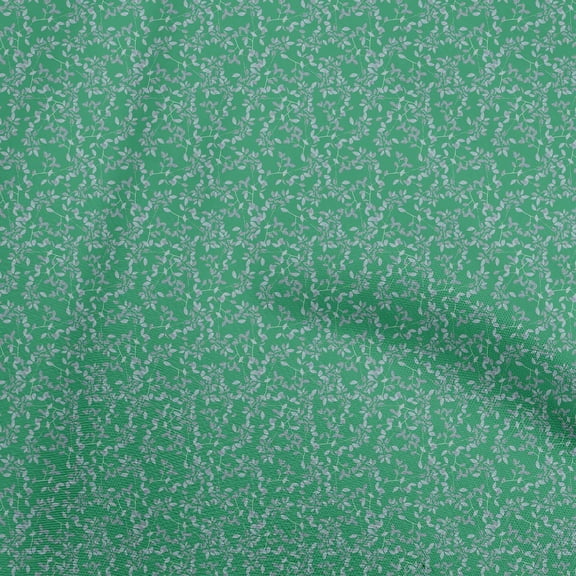 oneOone Cotton Poplin Sea Green Fabric Leaves Sewing Material Print Fabric By The Yard 42 Inch Wide