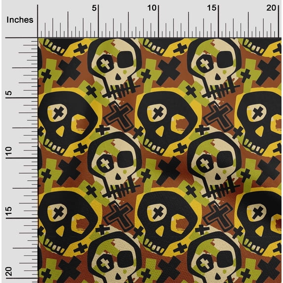 oneOone Cotton Poplin Seal Brown Fabric Skull Sewing Craft Projects Fabric Prints By Yard 42 Inch Wide