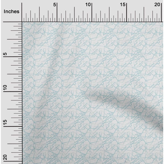 oneOone Cotton Poplin Sky Blue Fabric Triangle Shape Geometric Fabric For Sewing Printed Craft Fabric By The Yard 42 Inch Wide