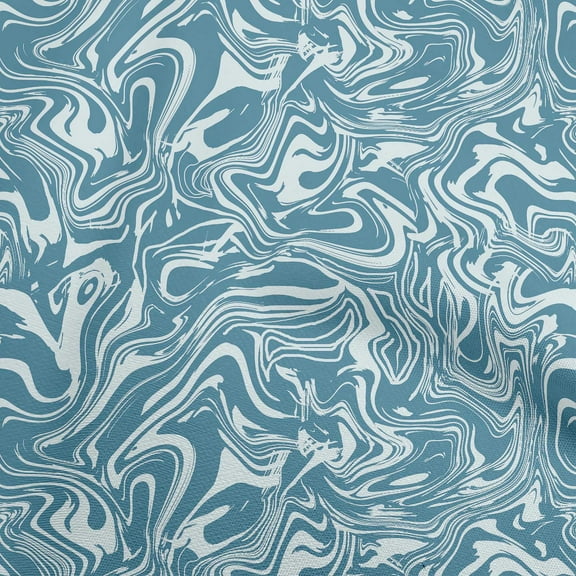 oneOone Cotton Poplin Teal Blue Fabric Abstract Marble Dress Material Fabric Print Fabric By The Yard 56 Inch Wide
