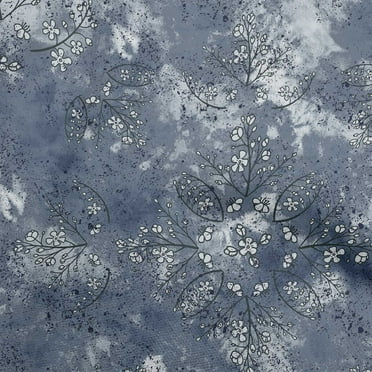 oneOone Cotton Poplin Teal Blue Fabric Texture Floral Sewing Material Print Fabric By The Yard 42 Inch Wide