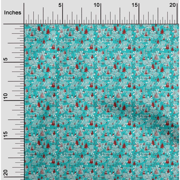 oneOone Cotton Poplin Turquoise Blue Fabric Christmas Diy Clothing Quilting Fabric Print Fabric By Yard 42 Inch Wide