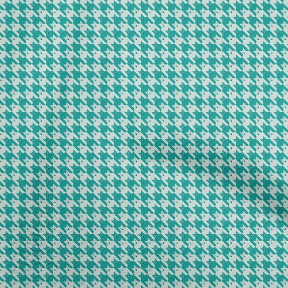oneOone Cotton Poplin Turquoise Blue Fabric Houndstooth Sewing Craft Projects Fabric Prints By Yard 42 Inch Wide