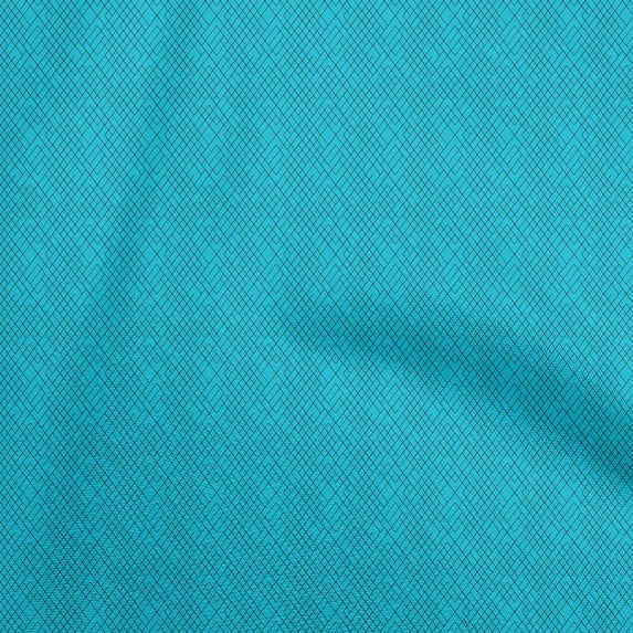 oneOone Cotton Poplin Turquoise Blue Fabric Scribble Lines Sewing Material Print Fabric By The Yard 56 Inch Wide