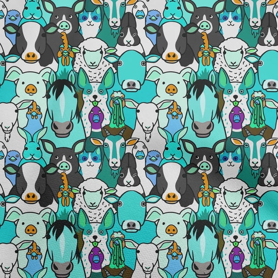 oneOone Cotton Poplin Turquoise Green Fabric Horse Sewing Fabric By The Yard Printed Diy Clothing Sewing Supplies 42 Inch Wide