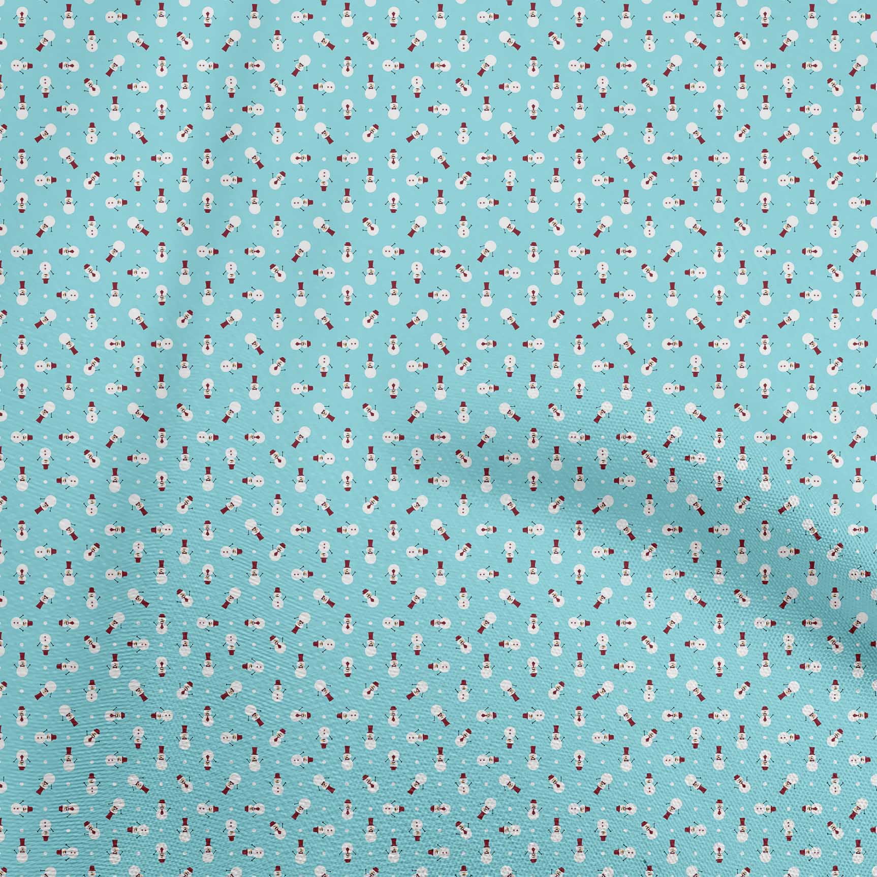 oneOone Cotton Poplin Twill Aqua Blue Fabric Christmas Quilting Supplies Print Sewing Fabric By The Yard 56 Inch Wide