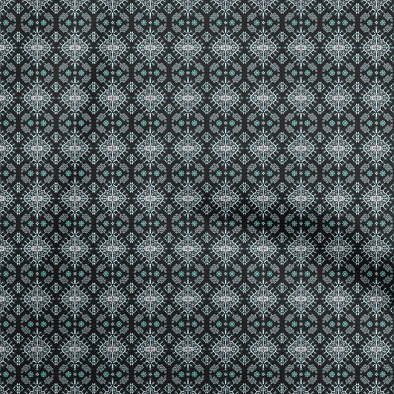 oneOone Cotton Poplin Twill Black Fabric Asian Kilim Craft Projects Decor Fabric Printed By The Yard 56 Inch Wide