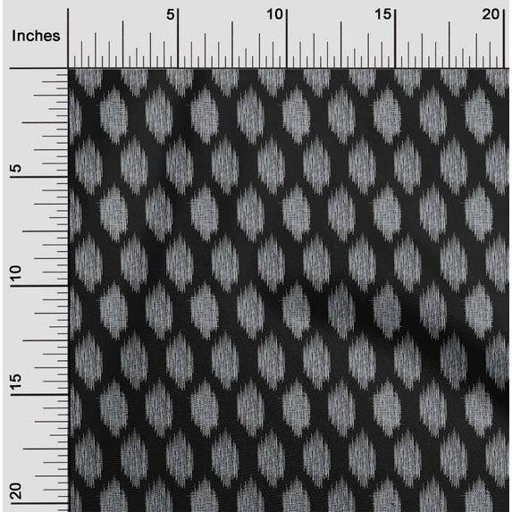 oneOone Cotton Poplin Twill Black Fabric Geometric Line Ikat Sewing Material Print Fabric By The Yard 56 Inch Wide